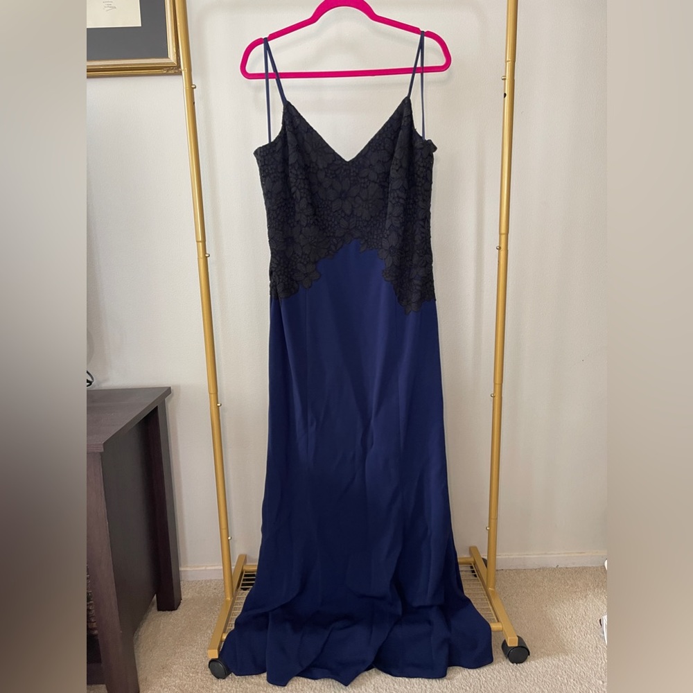 Ralph Lauren Navy Gown with Lace Detail